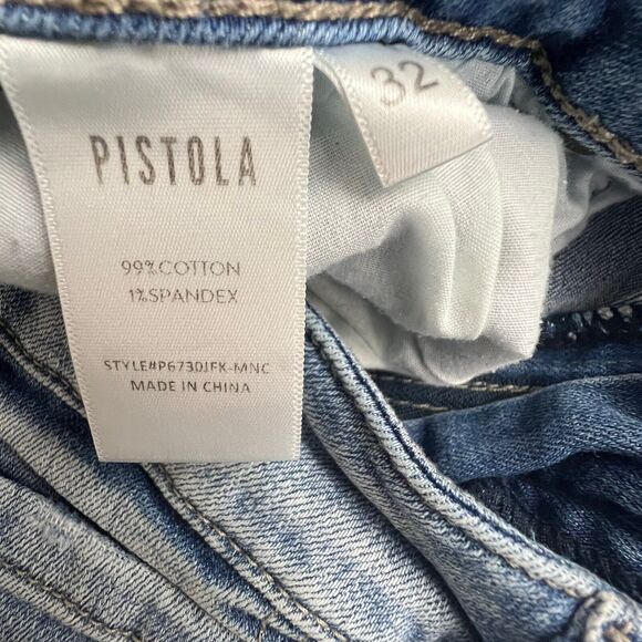 Pistola Womens Medium Wash Mid Rise Distressed Raw Hem Skinny Jeans 32 - Picture 8 of 8